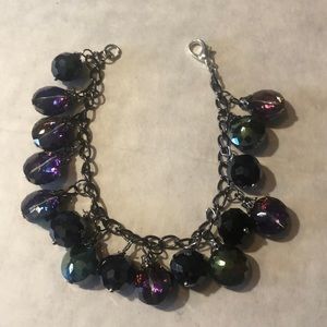 Purple Green Highlights Crystal Charm Bracelet